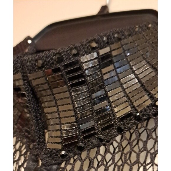 ST JOHN by Marie Gray: Black Dress Size 10 Long Sleeves Sequin Mesh Metallic - Picture 11 of 16